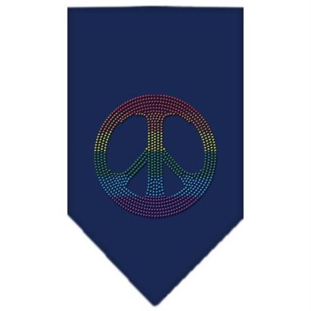 UNCONDITIONAL LOVE Rainbow Peace Sign Rhinestone Bandana Navy Blue Small UN852337